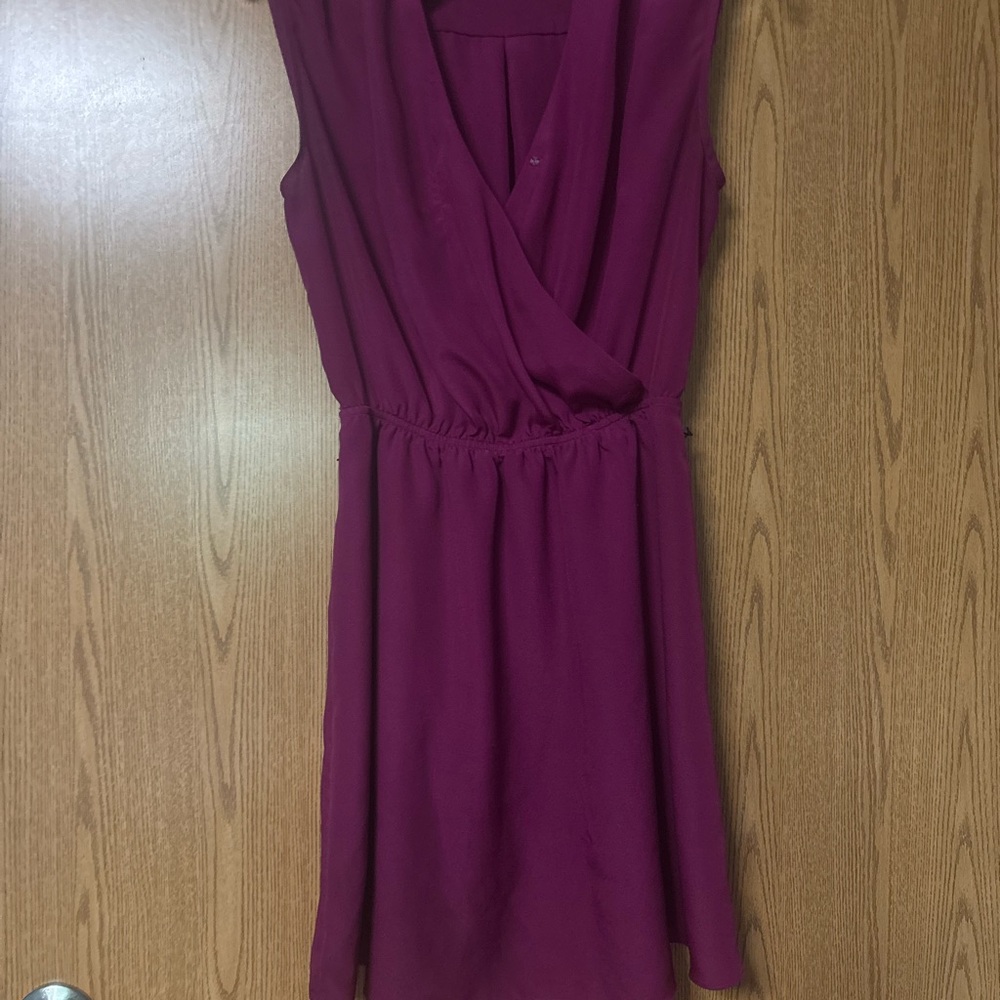 Express Sleeveless Wrap Mini Dress in Deep Berry